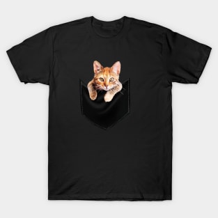 Funny Cute Ginger Cat Inside Pocket, Cat Lover T-Shirt